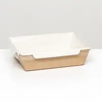 Салатник одноразовый, контейнер с прозрачной крышкой, крафт, 0.5 л, 16&times;12&times;4.5 см