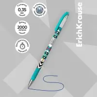 Ручка шариковая ErichKrause ColorTouch Ornament, узел 0.7 мм, чернила синие, тонкое письмо, резиновый держатель, покрытие Soft Touch