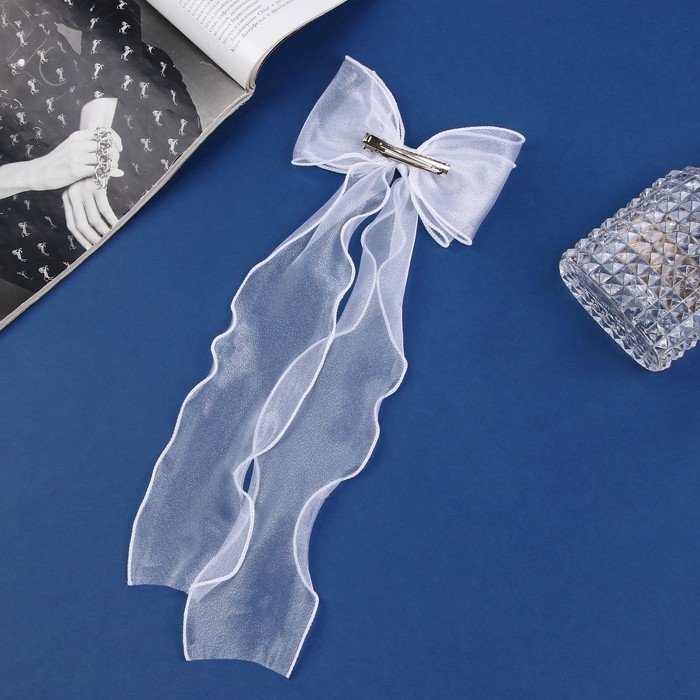 Зажим для волос  Зажим для волос "Школьница" бантик, 13х30 см, белый