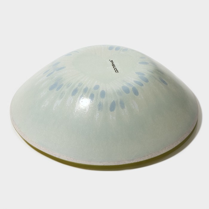 Набор тарелок стеклянных Доляна «Романтичный киви», 19 предметов: 6 десертных тарелок, 6 обеденных тарелок, 6 мисок, салатник