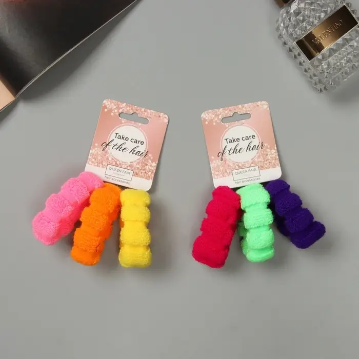 Резинка для волос "Махрушка спорт" (набор 3 шт) полосы объём колор, 4 см