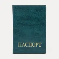 Обложка для паспорта, тиснение золотого цвета, зелёная