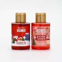 Подарочный набор новогодний в санях: 2 геля для душа, соль для ванны и мочалка, URAL LAB Подарочный набор новогодний в санях: 2 геля для душа, соль для ванны и мочалка, URAL LAB