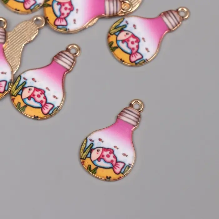 Декор для творчества металл, эмаль Декор для творчества металл, эмаль "Рыба в лампочке" 2,8х1,6 см