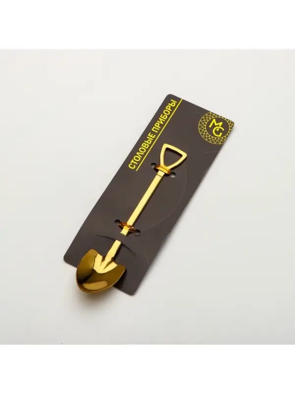 Ложка десертная из нержавеющей стали Magistro &laquo;Лопата&raquo;, длина 12 см, цвет золотой