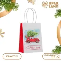 Пакет бумажный подарочный новогодний крафт "Ёлка" 16 х 12 х 6 см. Пакет бумажный подарочный новогодний крафт "Ёлка" 16 х 12 х 6 см.