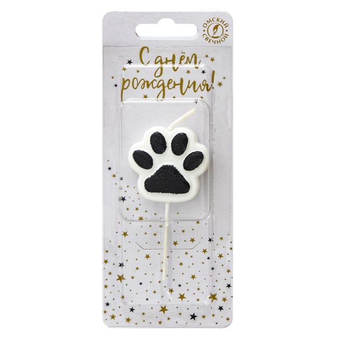 Свеча в торт на шпажке  Свеча в торт на шпажке "Лапка - сквиш", бело-черная