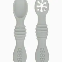 Ложка детская для прикорма, силикон, набор 2 шт., серый M&B