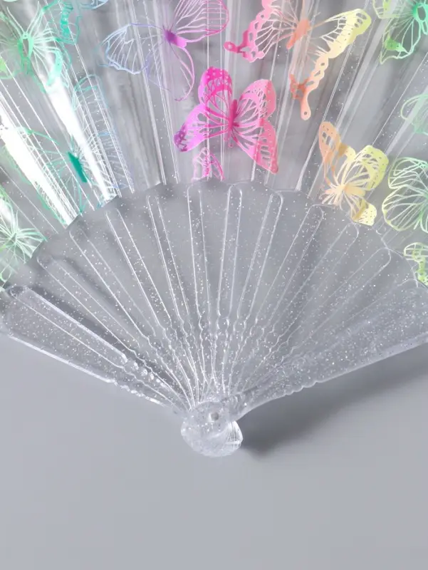 Веер складной пластик &laquo;Рой бабочек&raquo;, блеск, 23 см