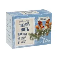 Гирлянда &laquo;Нить&raquo; 7 м, IP20, тёмная нить, 180 ламп, свечение тёплое белое, 8 режимов, 220 В