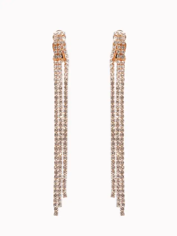 Серьги клипсы для ушей QF &laquo;Лёд&raquo;, тройная сплошная, белые в золоте