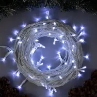 Гирлянда &laquo;Нить&raquo; 10 м, IP44, УМС, белая нить, 100 LED, свечение белое, 220 В