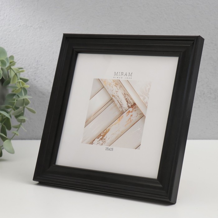 Фоторамка пластик "МИРАМ" 15х15 см коричневый (пластиковый экран)
