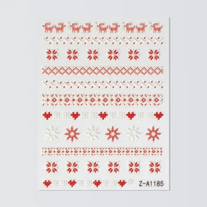 Наклейки для ногтей &laquo;Новогодние узоры&raquo;, объёмные, красные, белые