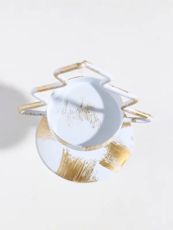 Подсвечник металл на 1 свечу  Подсвечник металл на 1 свечу "Ёлочка" белый с патиной d=5 см 7х7х12,5 см