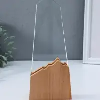 Наградная фигура стела &laquo;Гора&raquo;, верх 18&times;8.5 см; низ 10&times;10 см, стекло, дерево, 3.5&times;10&times;25 см