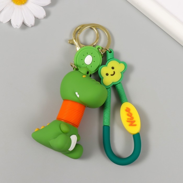 Брелок резина с карабином, ремешком  Брелок резина с карабином, ремешком "Крокодил" гофрошея 4х5,5х7,5 см
