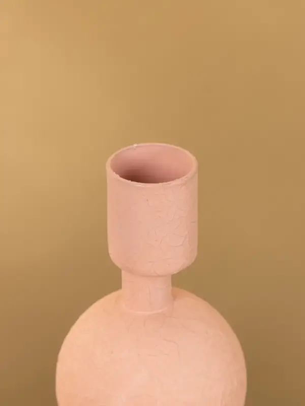 Подсвечник на 1 свечу текстурный  Подсвечник на 1 свечу текстурный "Пудровый розовый" с 2 сферами 8,5х8,5х18 см