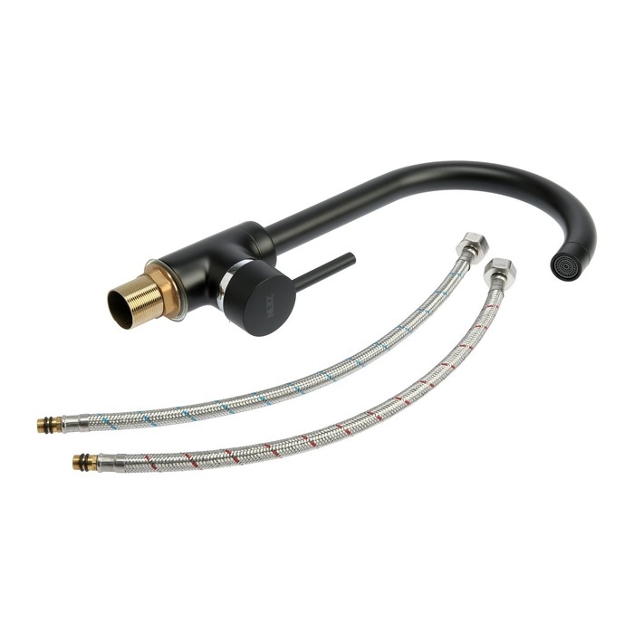 Смеситель для кухни ZEIN ZF-011, картридж керамика 40 мм, латунь, черный Смеситель для кухни ZEIN ZF-011, картридж керамика 40 мм, латунь, черный