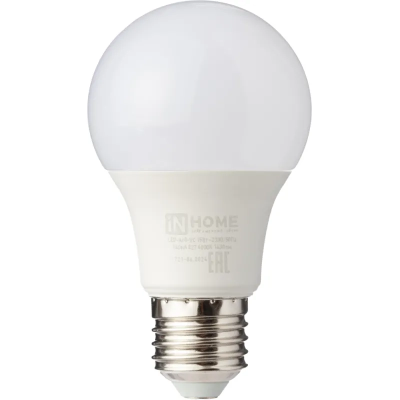 Лампа светодиодная LED-A60-VC 15Вт 230В Е27 4000К IN HOME