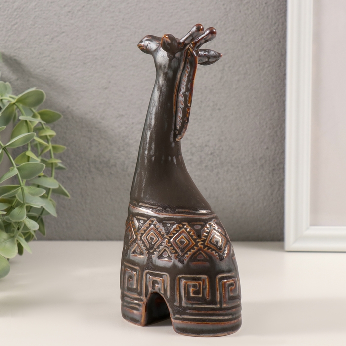 Сувенир керамика "Жираф. Этнические узоры" коричневый 8х5х18,5 см