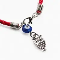 Браслет-оберег &laquo;Красная нить&raquo;, сова с бусиной, синий с чернёным серебром, L=18 см