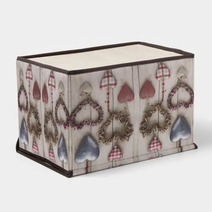 Короб стеллажный для хранения с крышкой &laquo;Сердца&raquo;, 37&times;24&times;24 см