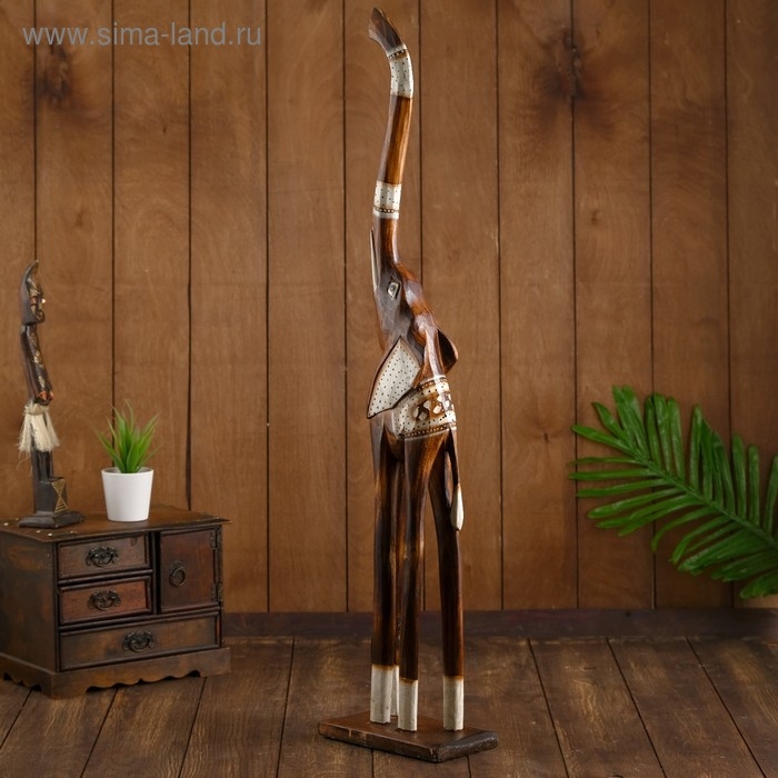 Сувенир дерево Сувенир дерево "Слон с белыми ушками в крапинку" 80х18х10 см