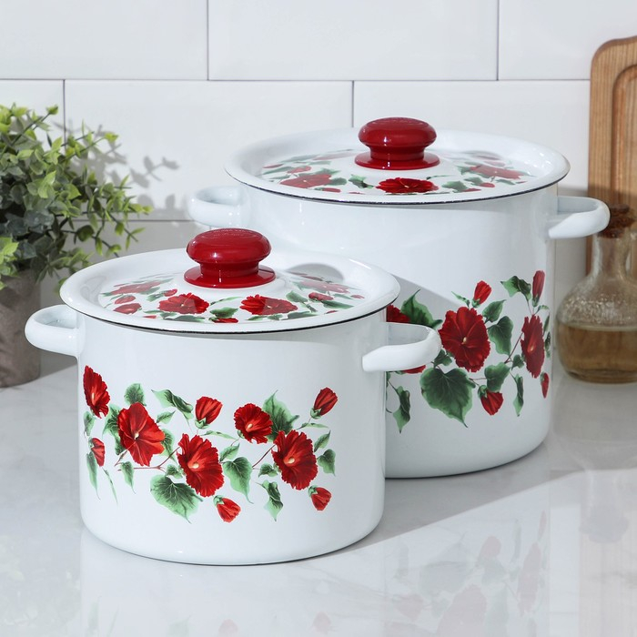 Набор эмалированных кастрюль «Рамо», 2 предмета: 3,5 л, 5,5 л Набор эмалированных кастрюль «Рамо», 2 предмета: 3,5 л, 5,5 л