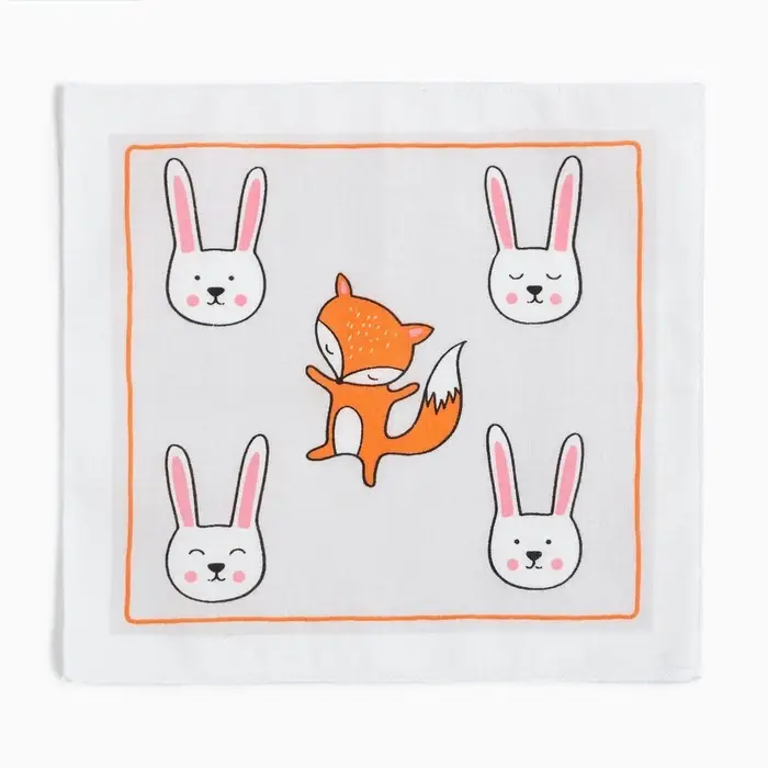 Платки носовые детские &laquo;Крошка Я. Зверята&raquo;, 21&times;21 см, набор 12 шт., хлопок 100%, МИКС