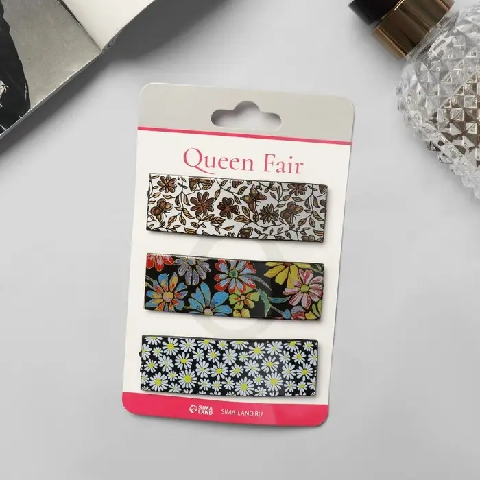 Невидимки для волос «Дифда», набор 3 шт., 7 см, цветочные Невидимки для волос «Дифда», набор 3 шт., 7 см, цветочные