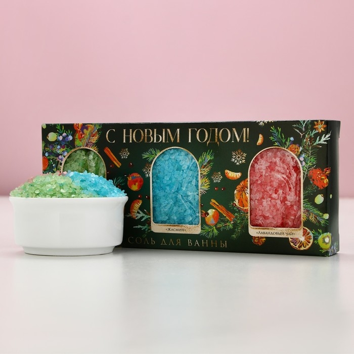Подарочный набор косметики «С Новым Годом!», соль для ванны, 3 х 100 г, ЧИСТОЕ СЧАСТЬЕ Подарочный набор косметики «С Новым Годом!», соль для ванны, 3 х 100 г, ЧИСТОЕ СЧАСТЬЕ
