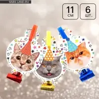 Карнавальные язычки &laquo;Котики&raquo;, 11 см, 6 шт.