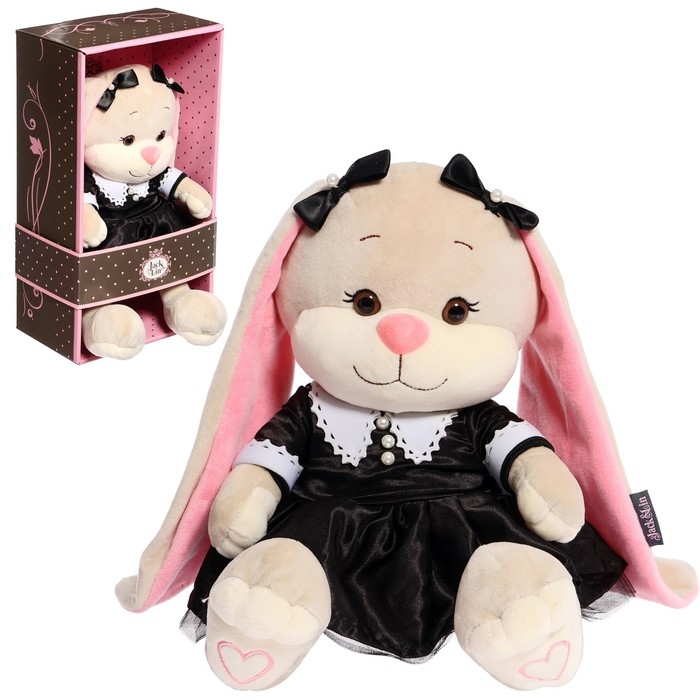 Мягкая игрушка «Зайка Лин», в модном чёрном платье с белым воротничком», 25 см Мягкая игрушка «Зайка Лин», в модном чёрном платье с белым воротничком», 25 см