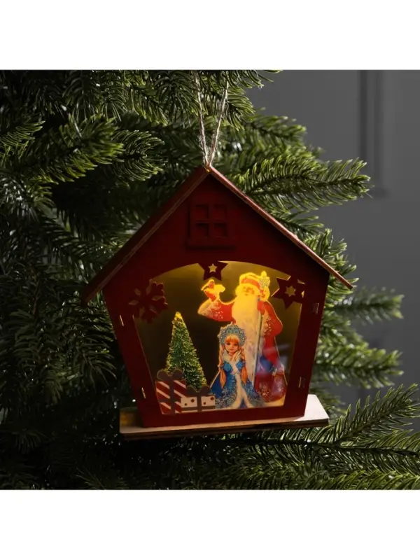 Подвеска световая &laquo;Дед Мороз и Снегурочка&raquo;, 16&times;7&times;15.5 см, 1 LED, от батареек AG10&times;3, свечение тёплое белое