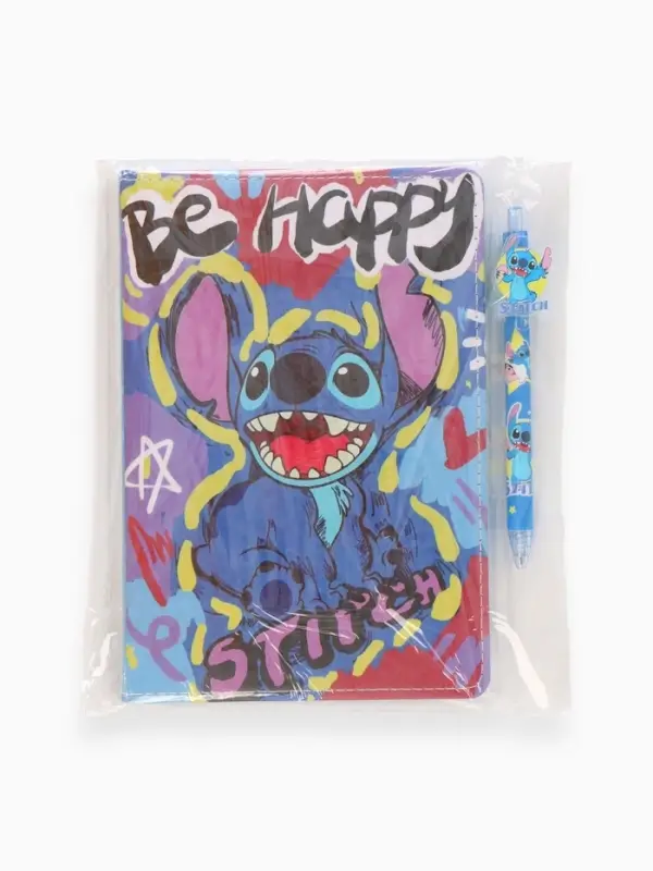 Набор Ежедневник А5, 80 л, ручка и наклейки Стич