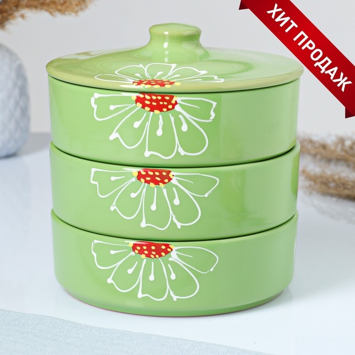 Набор для холодца  Набор для холодца "Подарочный" 3х0,75л, ромашка зеленая