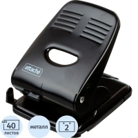 Дырокол Attache до 40 листов, с линейкой, цвет черный