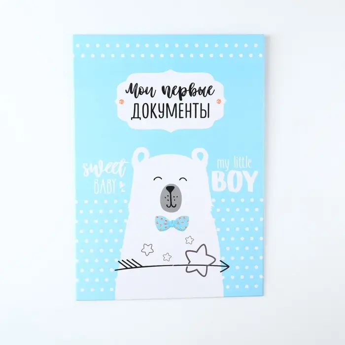 Свидетельство о рождении для мальчика  Свидетельство о рождении для мальчика "Мишка", 32 х 22,3 см