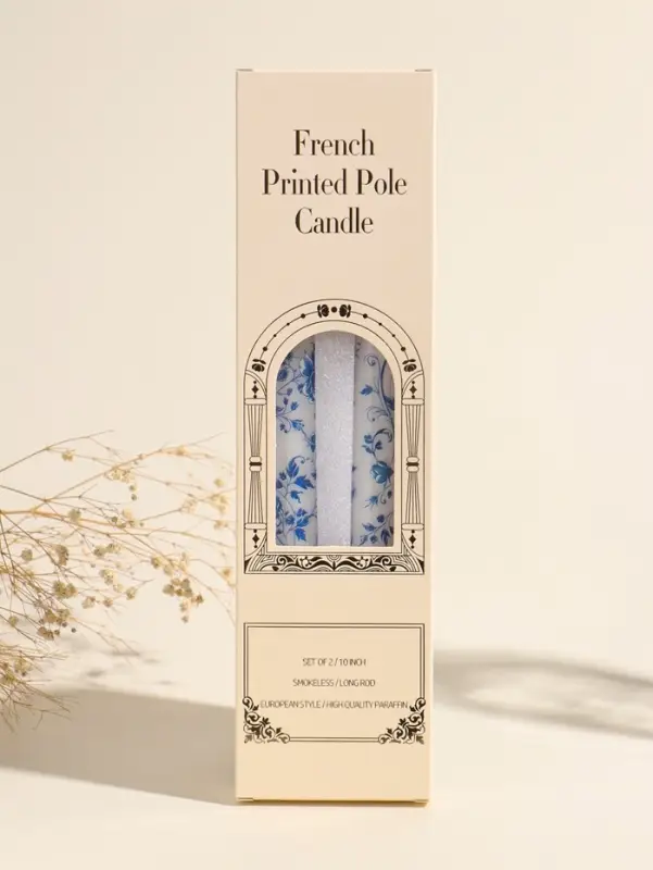 Набор свечей античных, 2,2х25 см, 2 шт "Пионы" сине-белые 8х28х2,3 см