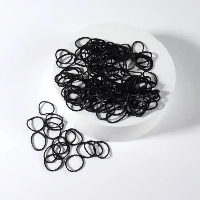 Силиконовые резинки для волос, набор - 800 (&plusmn; 50) шт., d=1.5 см, 50 г, чёрная