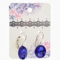 Серьги со стразами &laquo;Яркая классика&raquo;, синие в серебре, d=1.4 см