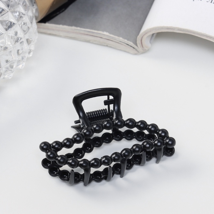 Краб для волос Краб для волос "Иви" лист, 5 см, чёрный