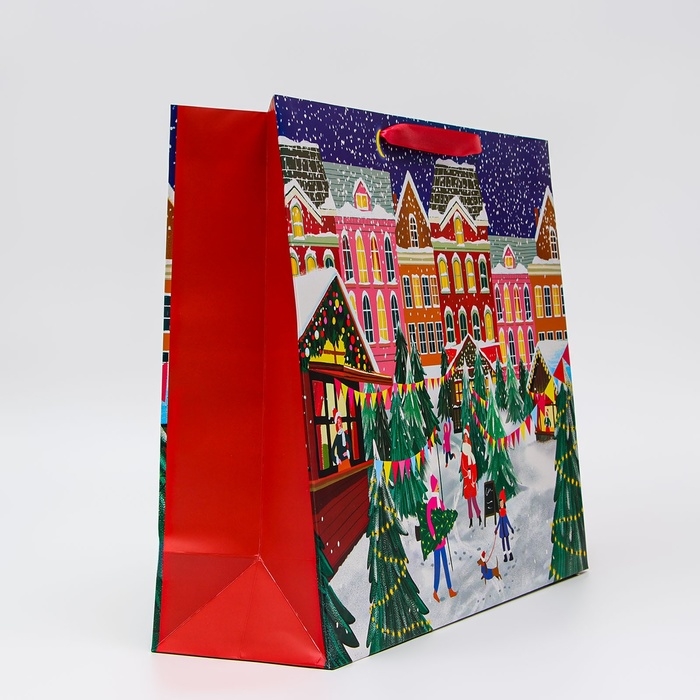 Новый год. Пакет подарочный "Праздник в городе", 50 х 40 х 15 см.
