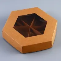 Коробка - менажница крафт, с ПВХ окном, 6 ячеек, 20&times;4 см