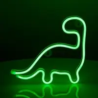 Неоновая вывеска &laquo;Динозавр&raquo; 23.5x24.5 см, от батареек ААх3, USB, свечение зелёное