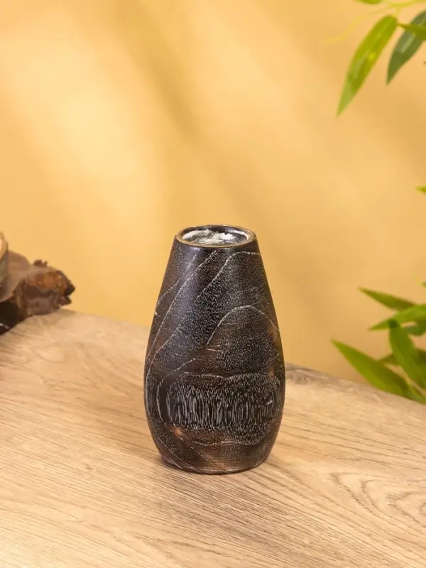 Подсвечник, d=4 см, 8&times;8&times;15 см, дерево джати, тёмно-коричневый