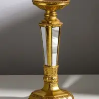 Подсвечник на 1 свечу &laquo;Зазеркалье&raquo;, полистоун, золото, 10.7&times;10.7&times;26.4 см