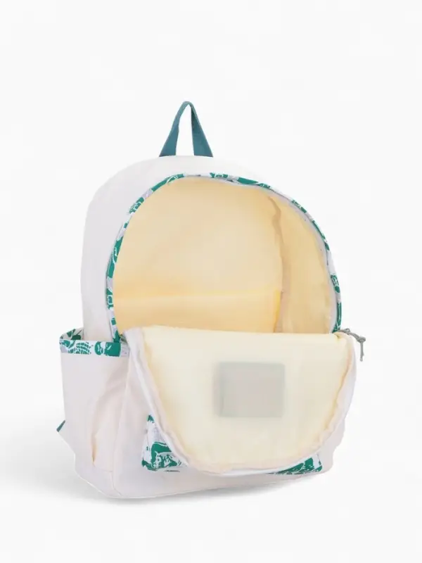 Рюкзак школьный на молнии, с карманами, принтом, 27&times;13&times;39 см, белый