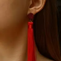 Серьги &laquo;Кисти&raquo;, гармония, красные, L кисти 8.5 см
